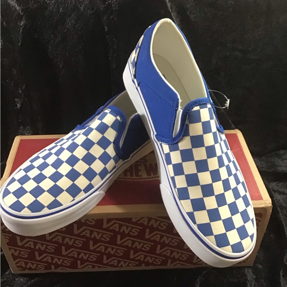 Women’s Vans Asher Blue Checkerboard Canvas shoes